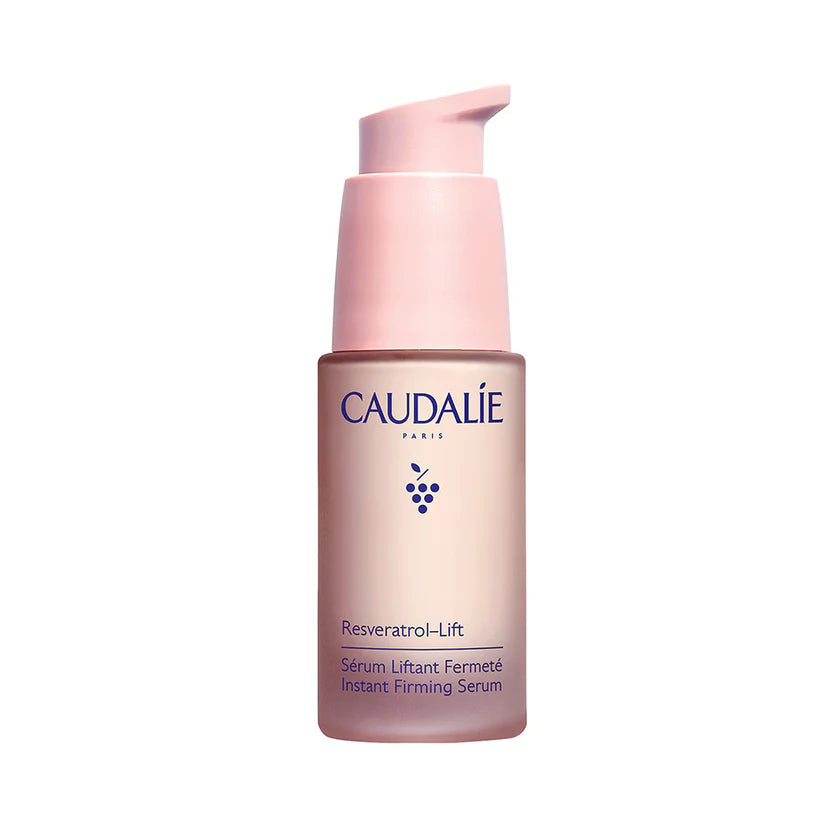 Caudalie skincare serum bottle on a white background