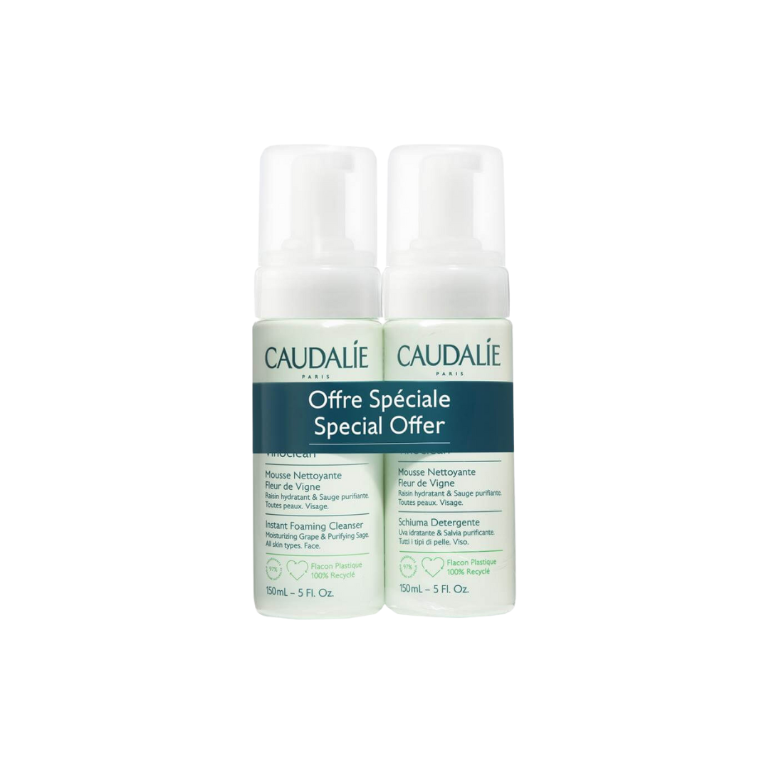 CAUDALIE Vinoclean Instant Foaming Cleanser Fleur de Vigne Pack of 2 x 150ml