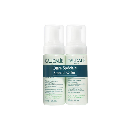 CAUDALIE Vinoclean Instant Foaming Cleanser Fleur de Vigne Pack of 2 x 150ml