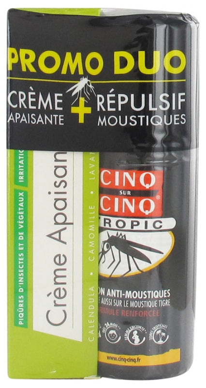 Cinq sur Cinq Duo Crème Apaisant 3 en 1 40 g + Lotion Tropic Anti-Moustiques 75 ml