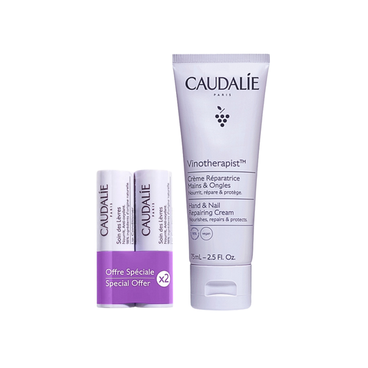 CAUDALIE Vinotherapist Repair Pack Hand & Nail Repairing Cream 75ml + Duo Lip Care 4.5g x2